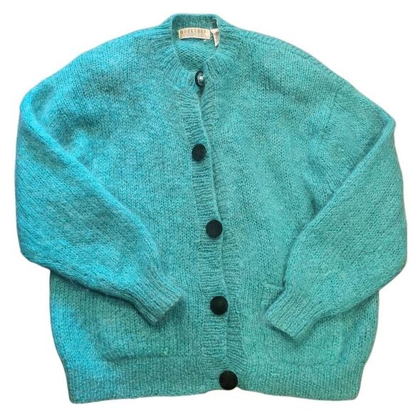 Vintage Fenn Wright Manson Sweater Women's Small Turquoise Mohair Wool Cardigan - Picture 1 of 5